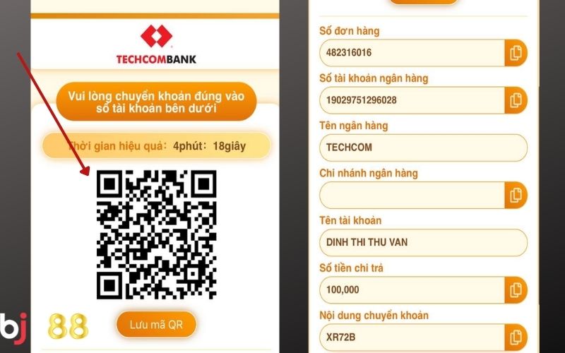 Quét mã QR hiển thị hoặc sao chép thông tin chuyển khoản Quét mã QR hiển thị hoặc sao chép thông tin chuyển khoản